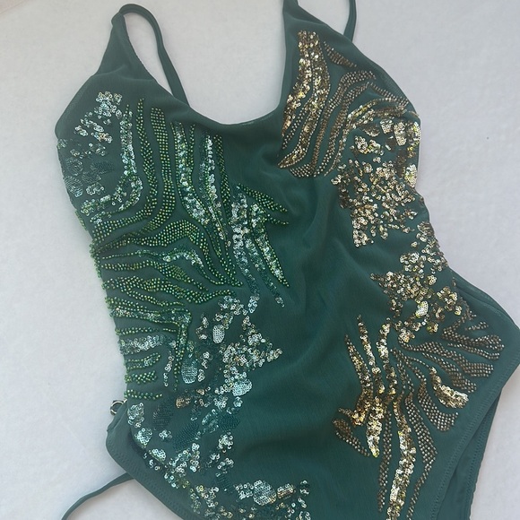 New GUESS Sequined One-Piece Swimsuit - Picture 5 of 7